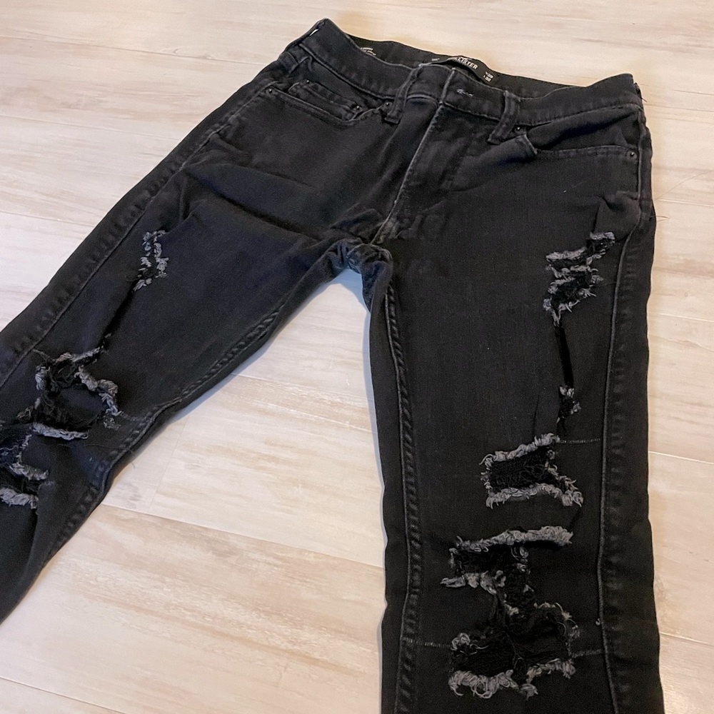 Mens 28W x 30L Stacked Skinny Black Hollister Jeans